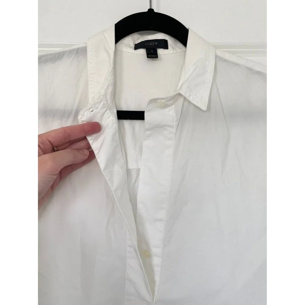 J.Crew White Poplin Shirt Women 4 Quiet Luxury Cotton Button Down Top